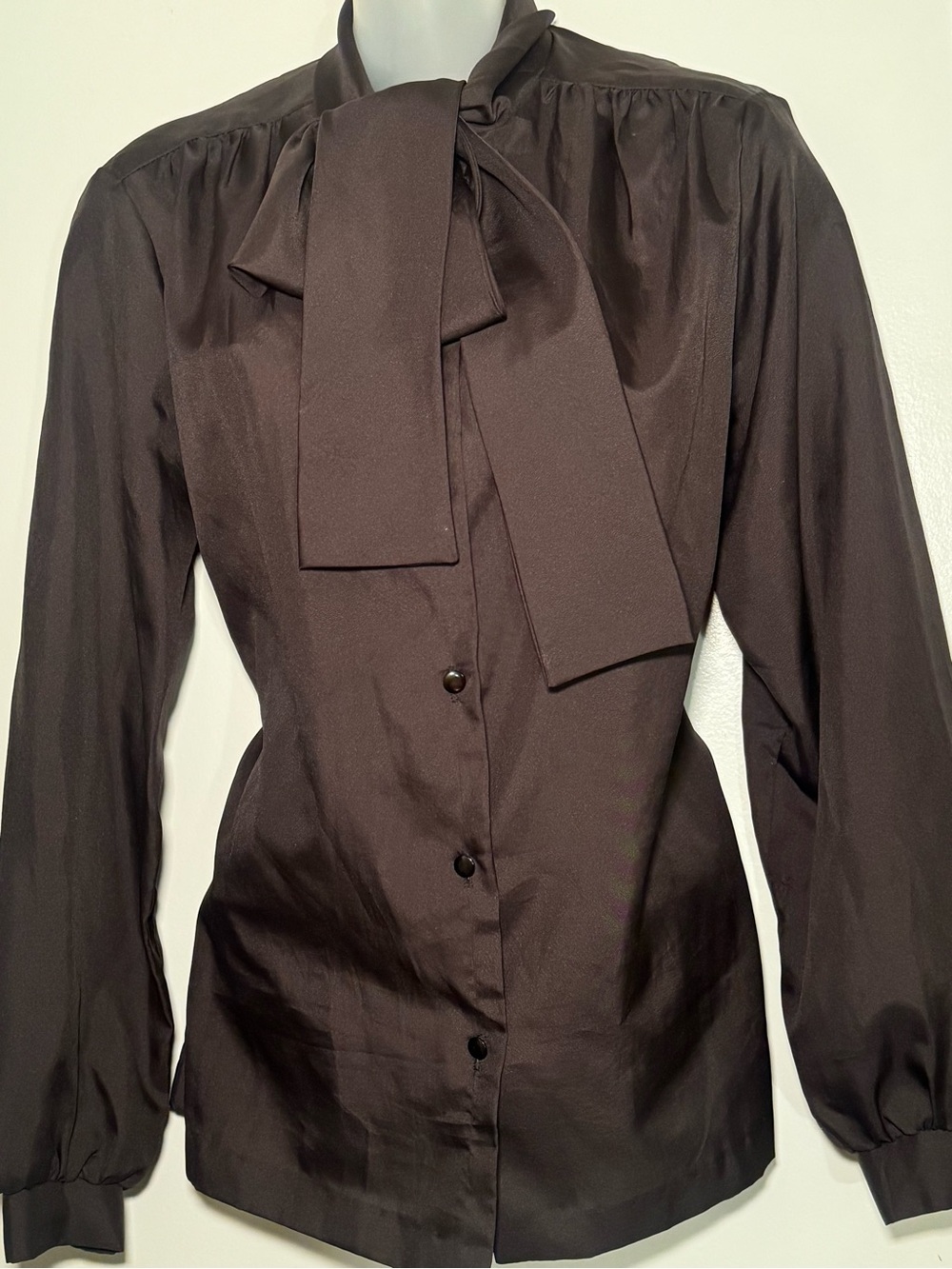 Alicia Women’s Brown Bow Neck Blouse size S